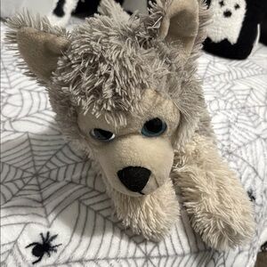 Plush Wolf Toy with Blue Eyes